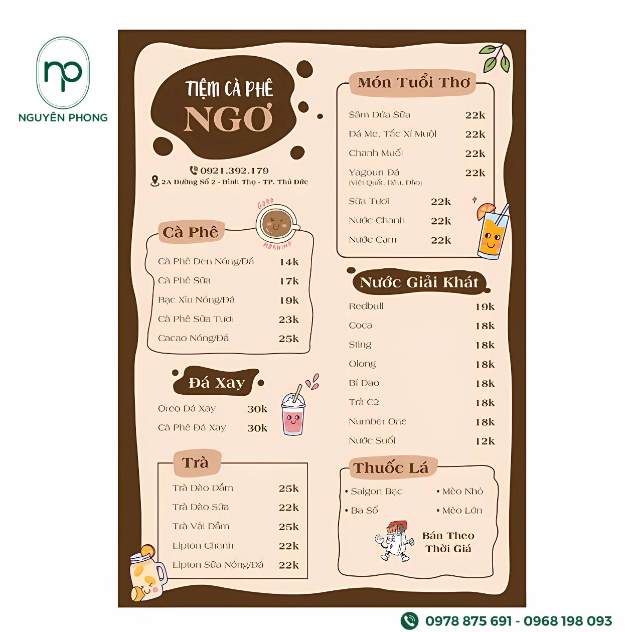 Trang trí bảng hiệu, menu